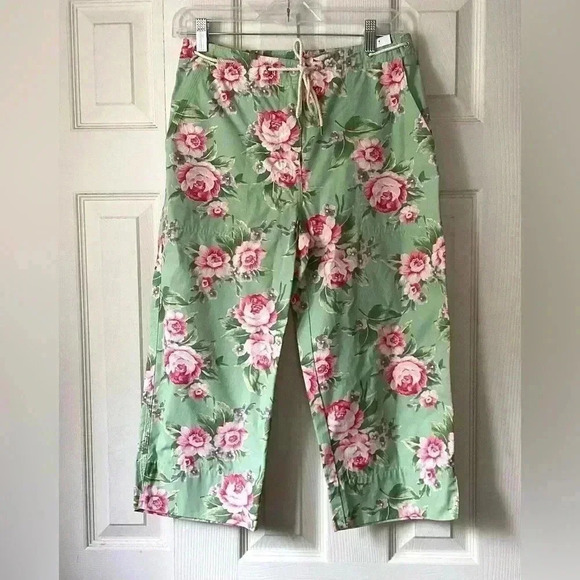 Vintage Lauren Ralph Lauren Cottagecore Rose Floral Capris Rope Drawstring 6P - Picture 2 of 14
